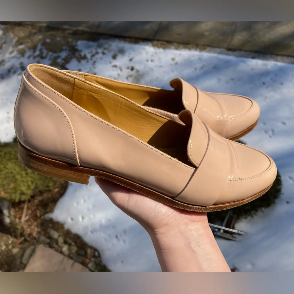 Sézane Light Blush Pink Nude Patent Leather Loafers
